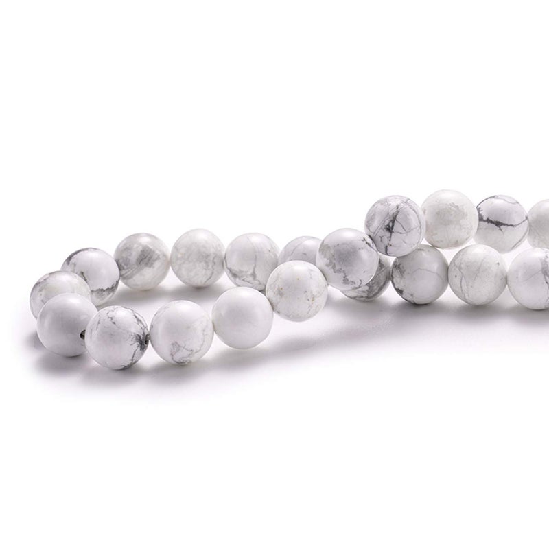 BEADIA Natural White Howlite Stone Round Loose Semi Gemstone Beads for Jewelry Making 8MM 44PCS - Image 5